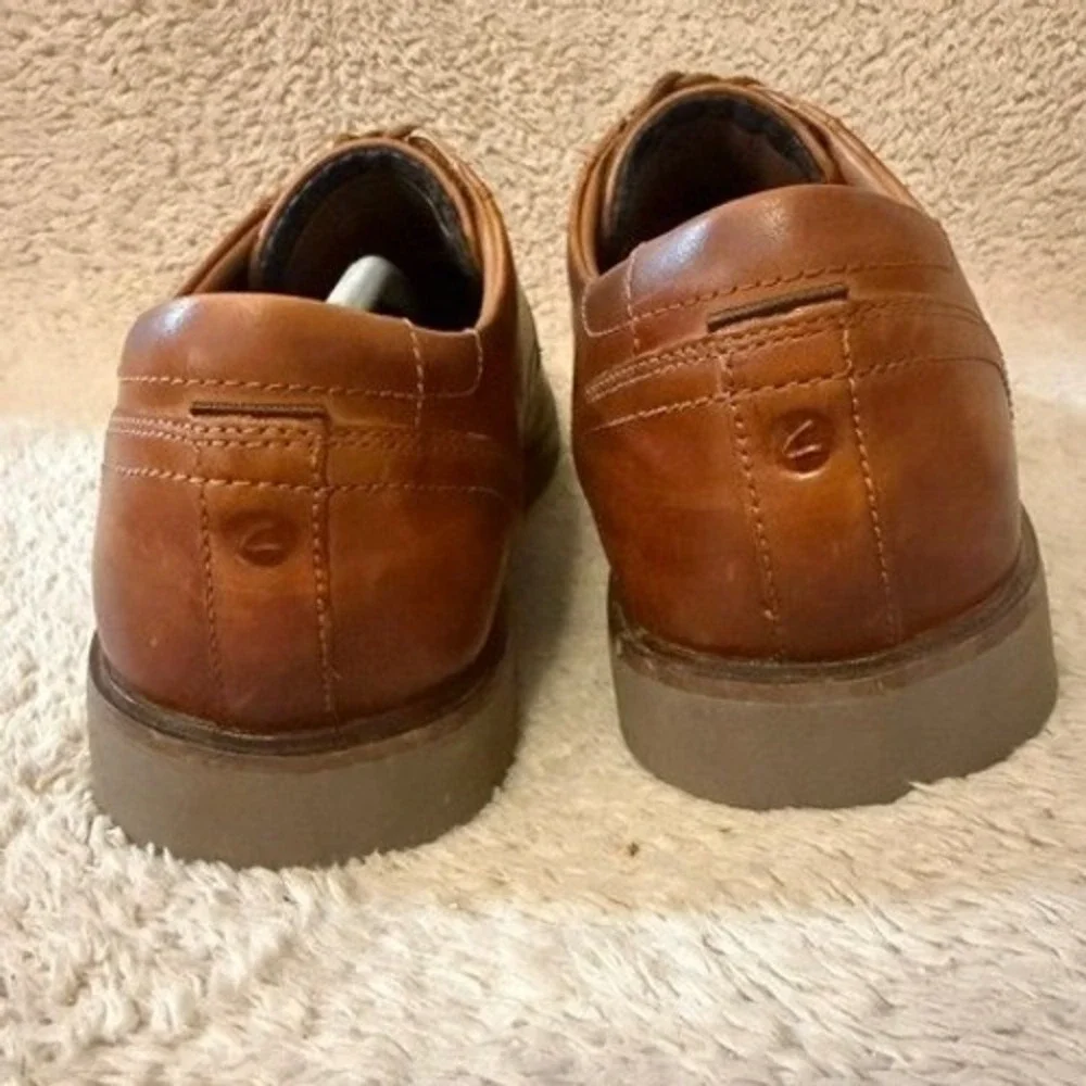 Clarks Whiddon Cap Mens Tan Leather Derby Dress Shoes Size 13 M Plain Toe 15103